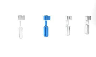 Blue Toothbrush icon isolated on white background. Minimalism concept. 3D render illustration