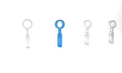 Blue Dental inspection mirror icon isolated on white background. Tool dental checkup. Minimalism concept. 3D render illustration