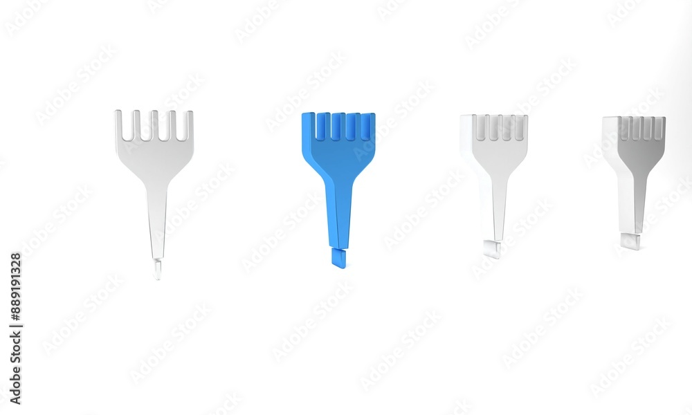 Canvas Prints Blue Hairbrush icon isolated on white background. Comb hair sign. Barber symbol. Minimalism concept. 3D render illustration