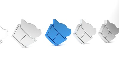 Blue Veterinary clinic symbol icon isolated on white background. Cat veterinary care. Pet First Aid sign. Minimalism concept. 3D render illustration