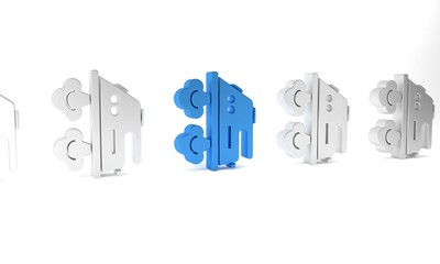 Blue Electric iron icon isolated on white background. Steam iron. Minimalism concept. 3D render illustration