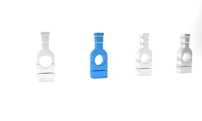 Blue Champagne bottle icon isolated on white background. Minimalism concept. 3D render illustration