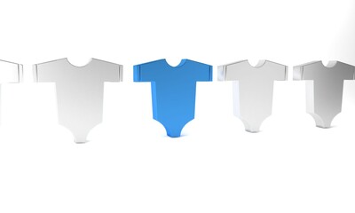 Blue Baby clothes icon isolated on white background. Baby clothing for baby girl and boy. Baby bodysuit. Minimalism concept. 3D render illustration