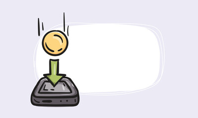 Mobile phone account top-up icon. Simple vector background for sticker, price tag, label, card. Hand drawn illustration. Business, finance, sales and shares concept.