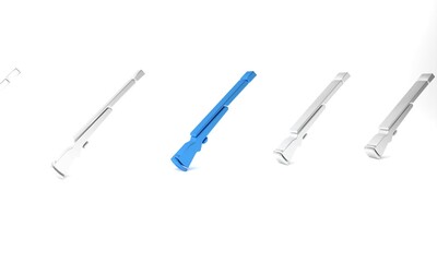 Blue Hunting gun icon isolated on white background. Hunting shotgun. Minimalism concept. 3D render illustration