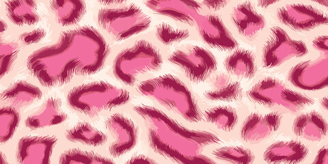 Pink Leopard Skin Texture Pattern Vector. Seamless Animal Wildlife Skin Pattern. Leopard Fur Camouflage Background.