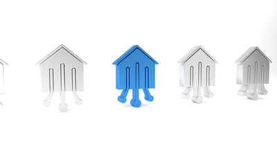 Blue Smart home icon isolated on white background. Remote control. Minimalism concept. 3D render illustration