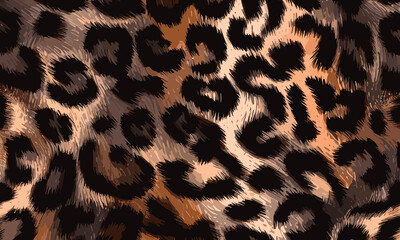 Leopard Skin Texture Pattern Vector. Seamless Animal Wildlife Skin Pattern. Leopard Fur Camouflage Background.