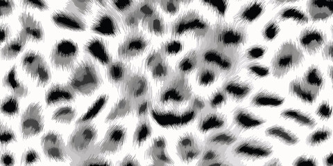 White Leopard Skin Texture Pattern Vector. Seamless Animal Wildlife Skin Pattern. Leopard Fur Camouflage Background.