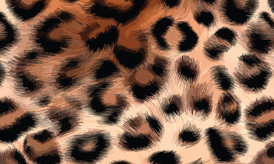 Leopard Skin Texture Pattern Vector. Seamless Animal Wildlife Skin Pattern. Leopard Fur Camouflage Background.