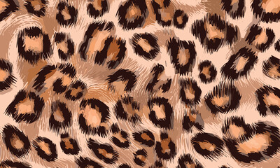 Leopard Skin Texture Pattern Vector. Seamless Animal Wildlife Skin Pattern. Leopard Fur Camouflage Background.
