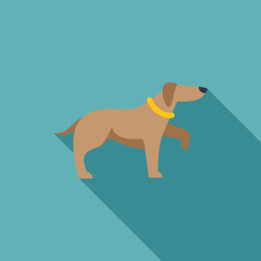 Hunting dog raising paw to shake in flat design style with long shadow