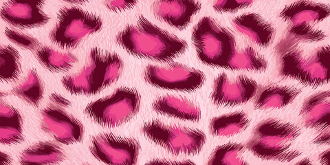 Pink Leopard Skin Texture Pattern Vector. Seamless Animal Wildlife Skin Pattern. Leopard Fur Camouflage Background.