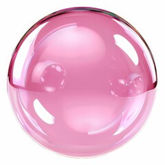 Obraz premium This High-Resolution (4K) Image Showcases a Pink Bubble with Exceptional Transparency and Sharp Focus, Isolated on a White Background.