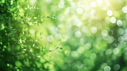 Abstract blurred spring background with fresh green hues