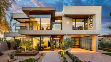 Modern smart home architecture design for the exterior appearance of a house