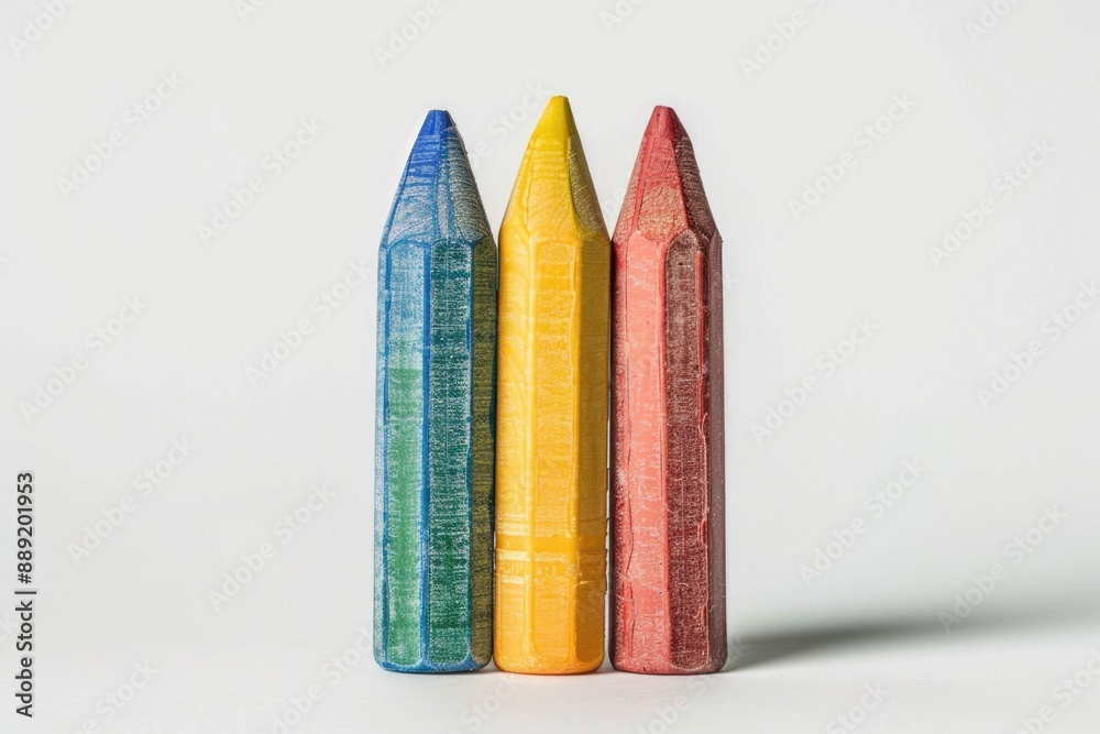 Poster a collection of three colored pencils placed together on a surface