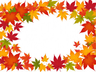 Fototapeta premium Watercolor frame with multicolored autumn leaves in vibrant shades. Hand-painted illustration on white isolated background. Ideal for seasonal invitations, greeting cards, fall-themed wedding designs,