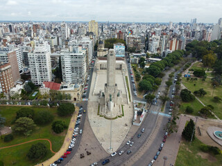 Aerial View of Monument to the Flag Park in Rosario, Argentina