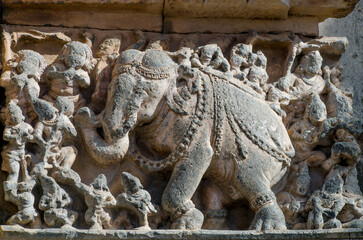 Intricately carved stone sculpture, 11th - 12th Century, Kalyana Chalukya style of Hindu...