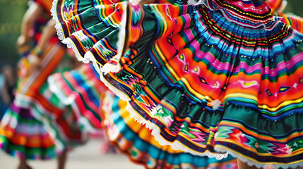 Fototapeta premium A close-up of traditional Mexican dancers performing at a cultural festival