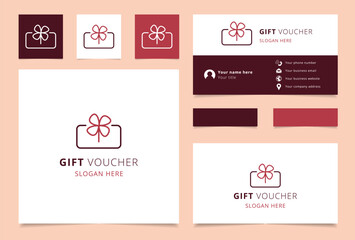 Gift voucher logo concept featuring a clover growing from a gift box
