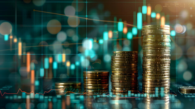 coin background finance graph investment bar data growth success stock market technology currency reports, virtual online banking, Wealth money bitcoin return profits business fund analysis money