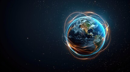 A network of interconnected lines and nodes is shown over a nighttime earth with a focus on Asia