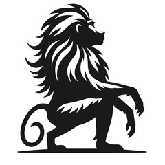 Clean black and white vector Silhouette of a Baboon  isolated on white background