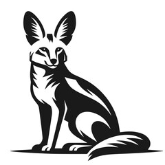 Clean black and white vector Silhouette of a Black-backed jackal  isolated on white background