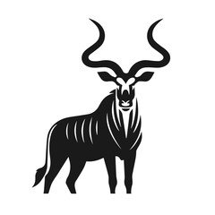 Clean black and white vector Silhouette of a Common eland saaa isolated on white background