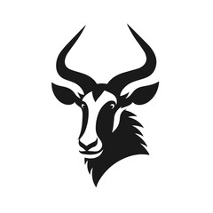 Clean black and white vector Silhouette of a Common eland saaa isolated on white background