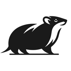 Clean black and white vector Silhouette of a Hyrax isolated on white background