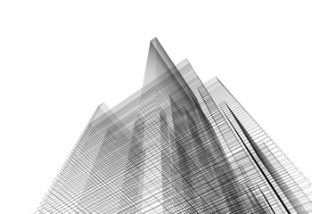 Abstract city sketch 3d rendering