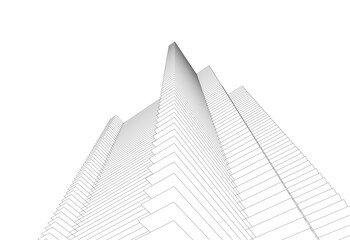 Abstract city sketch 3d rendering