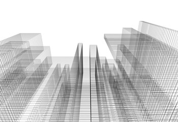 Abstract city sketch 3d rendering