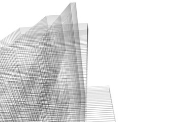 Abstract city sketch 3d rendering