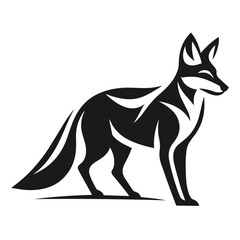 Clean black and white vector Silhouette of a Jackal isolated on white background