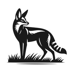 Clean black and white vector Silhouette of a Jackal isolated on white background