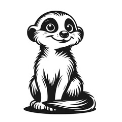 Clean black and white vector Silhouette of a Meerkat isolated on white background