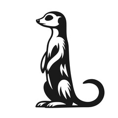 Clean black and white vector Silhouette of a Meerkat isolated on white background