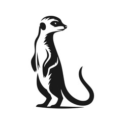 Clean black and white vector Silhouette of a Meerkat isolated on white background