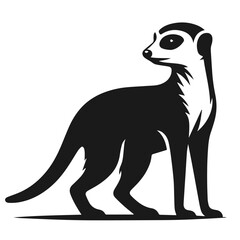Clean black and white vector Silhouette of a Meerkat isolated on white background