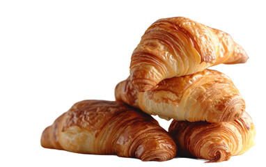 Stack of Four Freshly Baked Croissants on a White Background