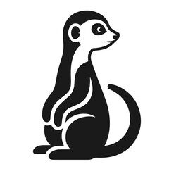Clean black and white vector Silhouette of a Meerkat isolated on white background