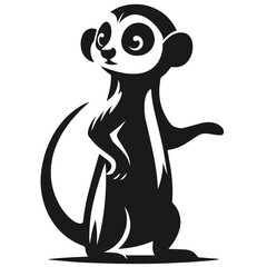 Clean black and white vector Silhouette of a Meerkat isolated on white background