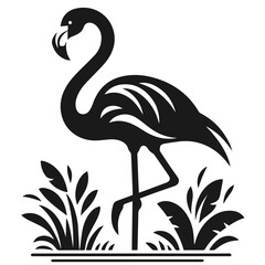 Clean black and white vector Silhouette of a Ostrich isolated on white background