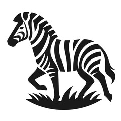 Clean black and white vector Silhouette of a Plains zebra isolated on white background