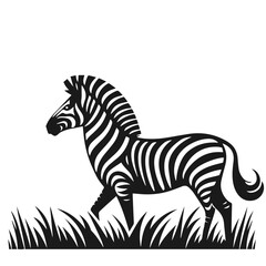 Fototapeta premium Clean black and white vector Silhouette of a Plains zebra isolated on white background