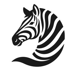 Clean black and white vector Silhouette of a Plains zebra isolated on white background